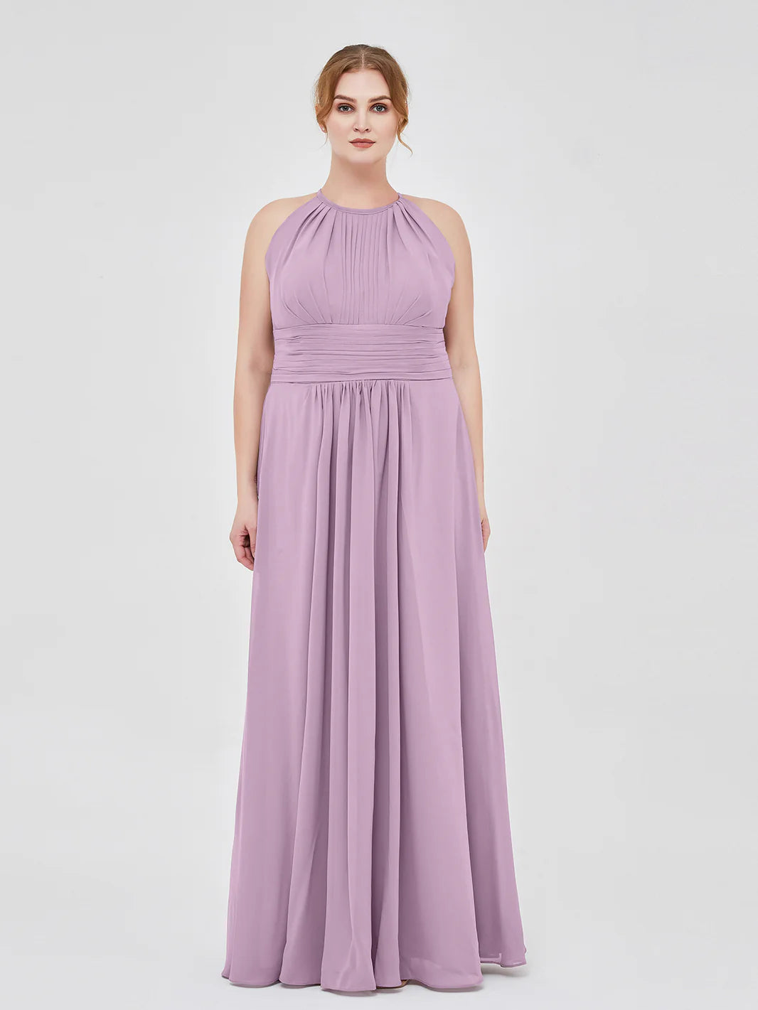 Halter Chiffon Maxi Dress Of Bridesmaid Wisteria