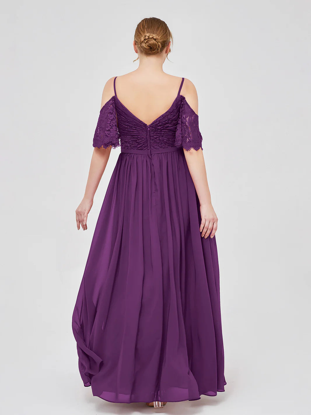 Spaghetti Strap Lace And Chiffon Dress Grape