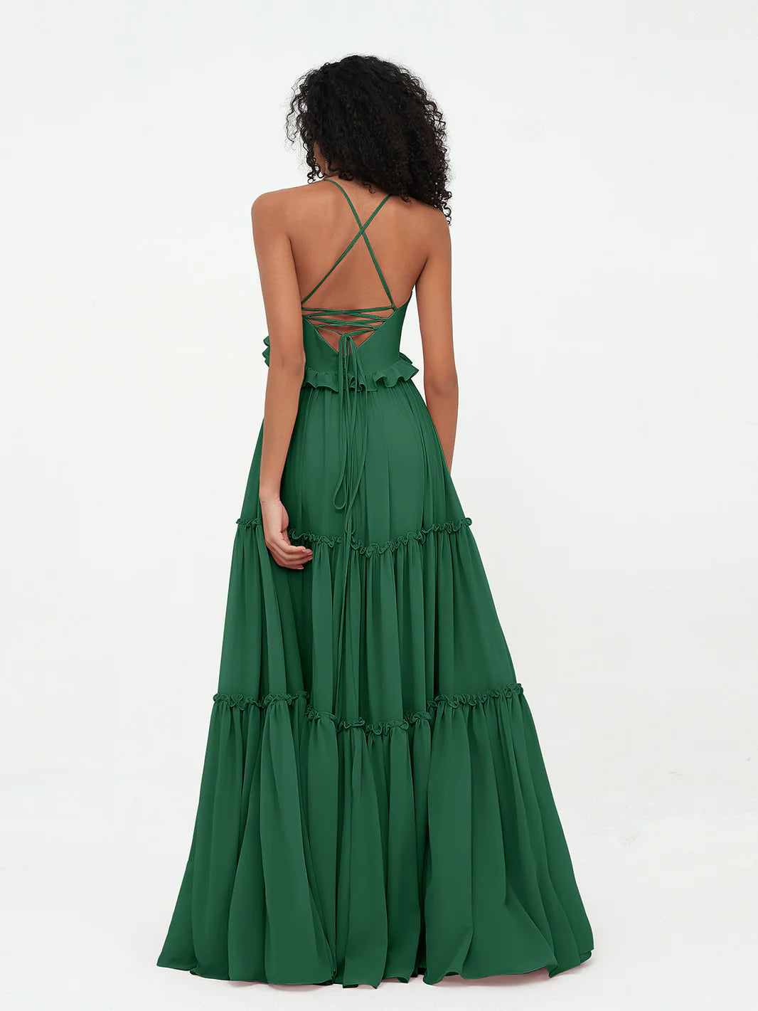 Empire Chiffon Tiered Skirt Max Bohemian Dresses-Dark Green