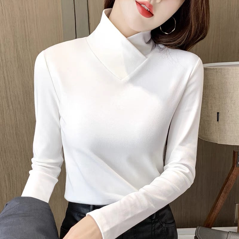 Cozy High-Neck Solid Fleece Top