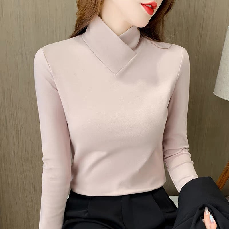 Cozy High-Neck Solid Fleece Top