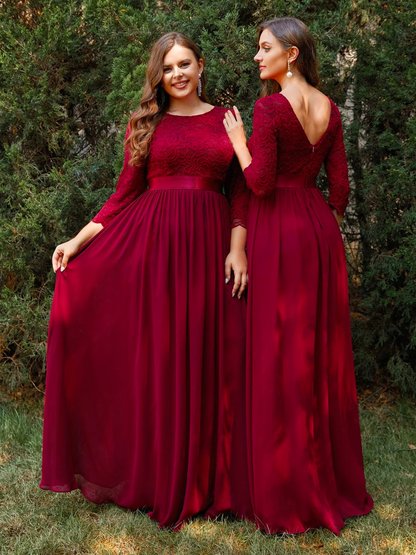 Elegant Round Neck A Line Lace Dress