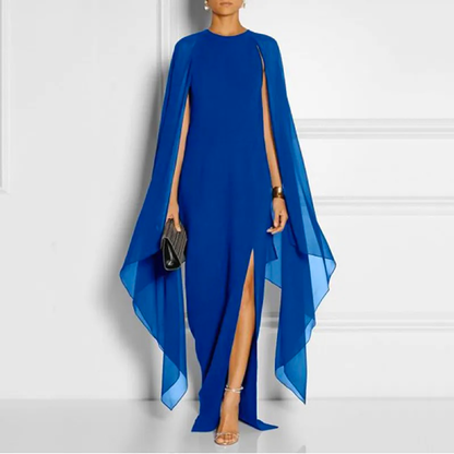 Deep Slim Waist Solid Split Irregular Dress