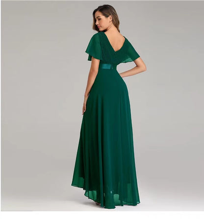 Short Flutter Sleeves Bridesmaid Dress