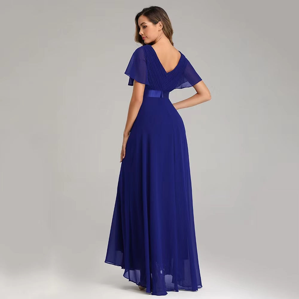 Short Flutter Sleeves Bridesmaid Dress