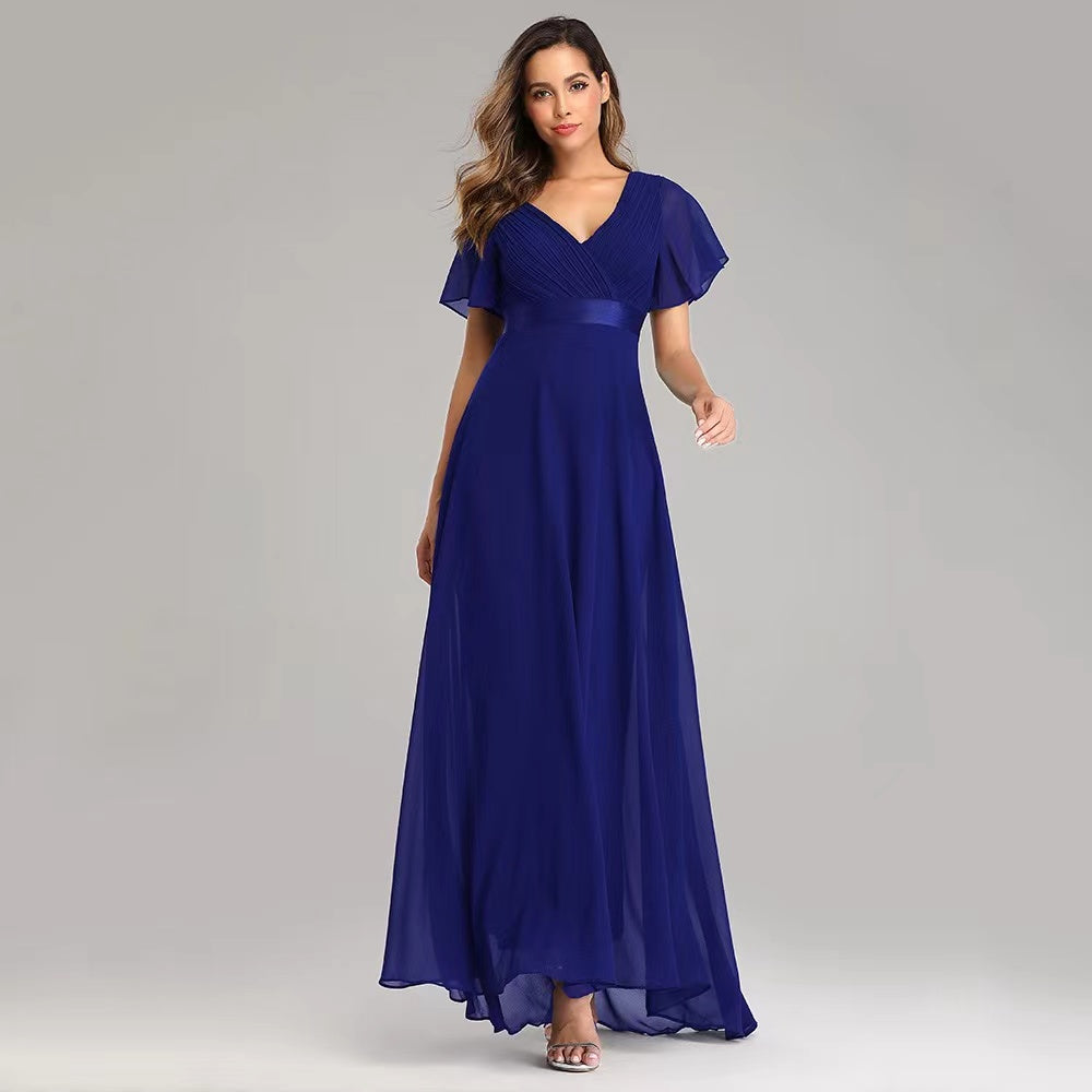 Short Flutter Sleeves Bridesmaid Dress