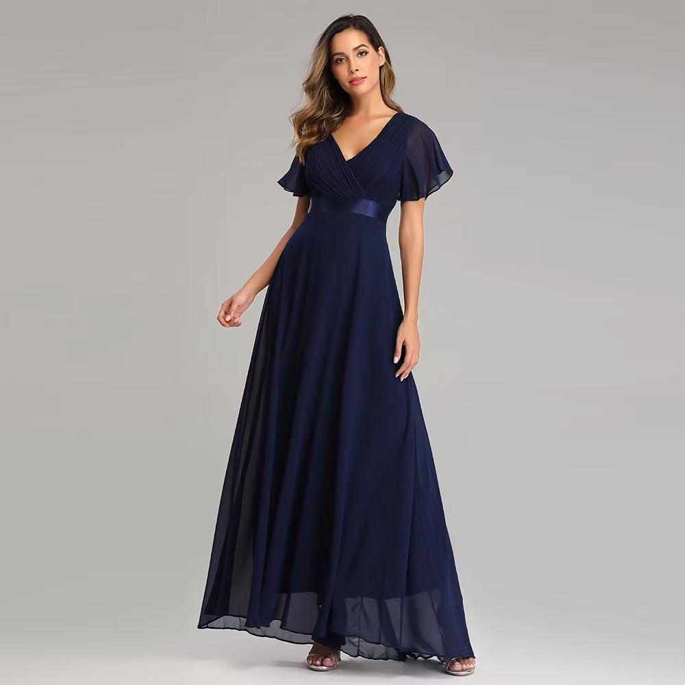 Short Flutter Sleeves Bridesmaid Dress