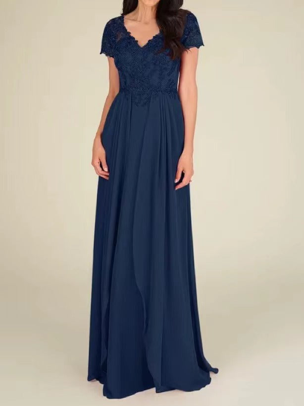 Elegant v-neck Mother of the bride dress