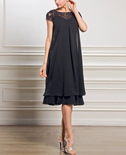 Empire Scoop Neck  Chiffon Lace Mother of the Bride Dress