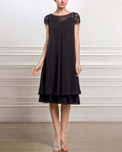 Empire Scoop Neck  Chiffon Lace Mother of the Bride Dress